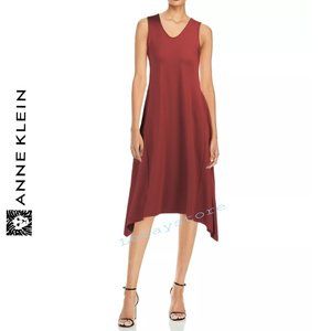 NWT ANNE KLEIN Solid Serenity Sharkbite Hem Tank Midi Dress
